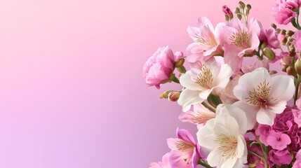 Pink floral background with cherry blossoms