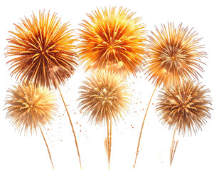 Golden fireworks exploding in the night sky celebration bursts.