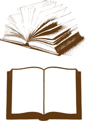 Covered opened book with pages vector design