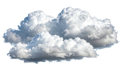 Bright white cumulus clouds with soft shadows isolated.