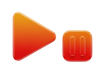 Play and pause button isolated on transparent background