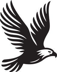 Obraz premium Dynamic black and white illustration of a majestic eagle soaring with wings spread wide, symbolizing freedom, power, and nature's wild spirit, ideal for impactful designs