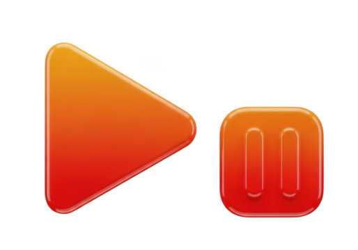 Play and pause button isolated on transparent background - Powered by Adobe