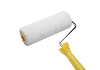 Obraz premium Paint roller with yellow handle isolated on transparent background