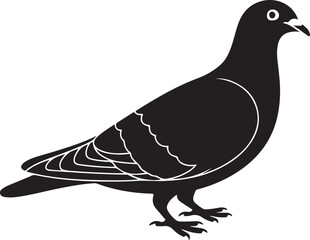 Minimalist Pigeon Silhouette  Black and White Vector Illustration