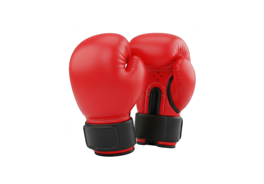 Red boxing gloves isolated on transparent background