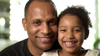 Joyful portrait of a father and daughter