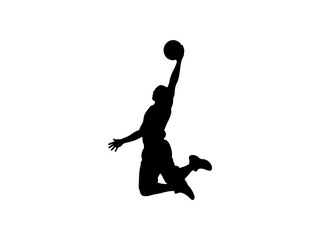 basketball player silhouette vector with white background