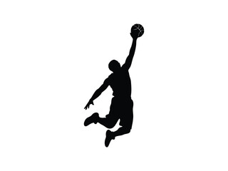 basketball player silhouette vector with white background