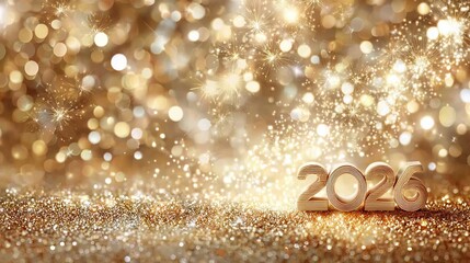 Celebrating the arrival of New Year 2026 with sparkling decorations and festive atmosphere