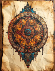 Fototapeta premium A hand-drawn design on a piece of paper shows traditional Liberian art.