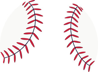 A close-up illustration of the iconic red stitching on a white leather baseball.