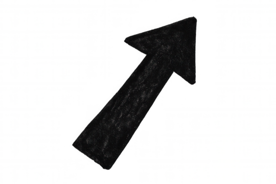 Hand drawing black arrow pointing up and right, showing direction, navigation, and business growth concept (transparent background)