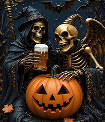 Skeletons Celebrating Halloween