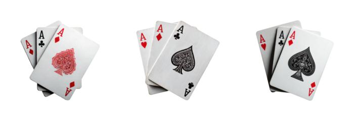 Playing card game casino fun, isolated on transparent background, png set