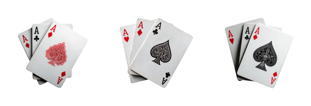Playing card game casino fun, isolated on transparent background, png set