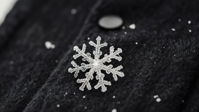 A detailed shot of a snowflake pattern on a sweater, perfect for winter-themed designs or cold-weather stories