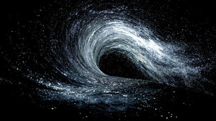 Fototapeta premium Deep dark hole with light source at bottom. Abstract image. Dark space. Endless void. Astrophysics concepts. Space exploration. Intriguing space phenomena.