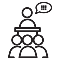 icon of a person giving a speech in black outline style