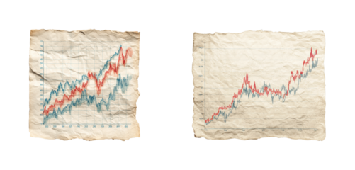 Analyzing market trends through financial graphs office, isolated on transparent background, png set
