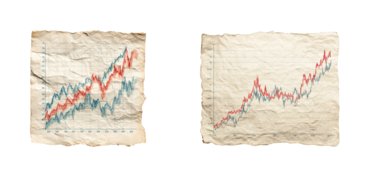 Analyzing market trends through financial graphs office, isolated on transparent background, png set
