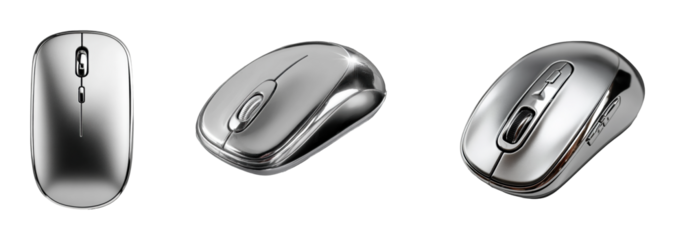 Modern computer mouse showcase tech product, isolated on transparent background, png set