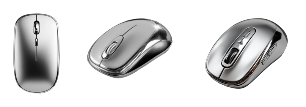 Modern computer mouse showcase tech product, isolated on transparent background, png set