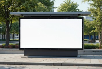 Maqueta de pantalla digital moderna para exteriores con pantalla en blanco, fondo blanco liso, ideal para mostrar contenido promocional o diseños de marketing