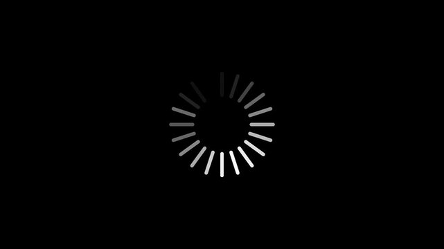Animated loading circle buffering animation on black background for digital design