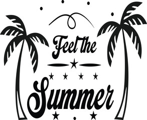 Naklejka premium Feel the summer palm trees and starry sky design