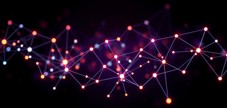 Intricate glowing network nodes forming abstract shapes on dark background,  design,  connections