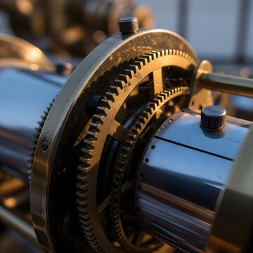 Under Twilight Skies: Macro Reflections of Antique Telescope Gears and Polished Mechanisms Capturing the Rustical Elegance of Observatory Science