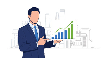 Businessman presenting a graph showing business growth and success.