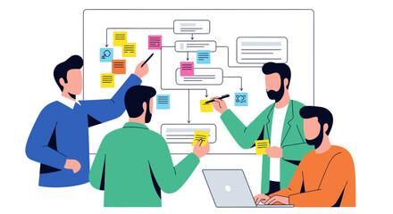 Teamwork and collaboration in a business meeting with a whiteboard.