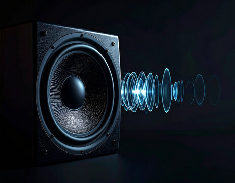 Powerful sound waves emanating from a speaker, creating a dynamic audio experience