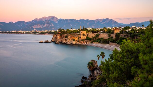 Coastal city at twilight