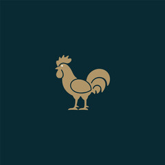 Obraz premium Silhouette style vector minimal rooster logo design icon in black color, simple line art illustration, creative branding element for farm animals, poultry, agriculture, merchandise, digital projects, 