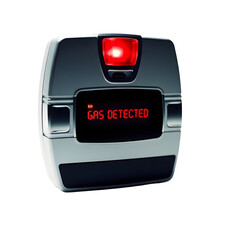 Electronic gas detection device with illuminated display and transparent background