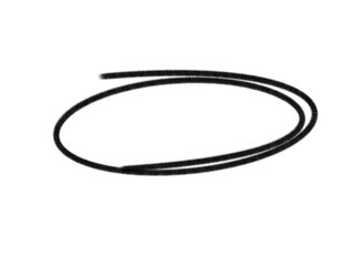 Naklejka premium Hand drawn black oval outline, isolated on transparent background, representing a circle, loop, or abstract shape in a minimalist doodle style