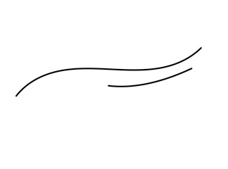 A delicate, flowing black line forming a gentle curve and a parallel line, isolated on a transparent background, suggesting movement or a wave