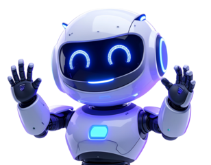 Cheerful AI Chatbot Icon in 3D — Trendy Robot Character with Friendly Expression