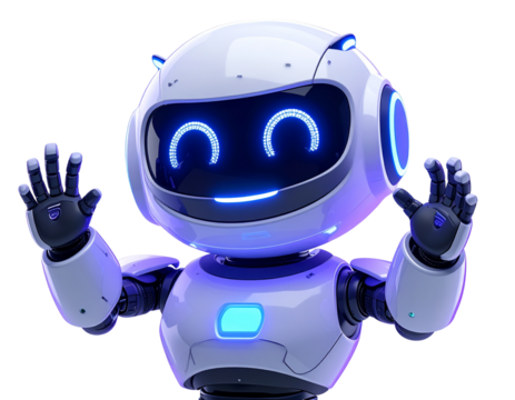 Cheerful AI Chatbot Icon in 3D — Trendy Robot Character with Friendly Expression