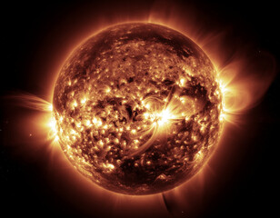 The Sun A Fiery Star Displaying Solar Flares and Coronal Mass Ejections in Space