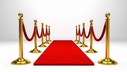 Red carpet with gold stanchions and velvet ropes.