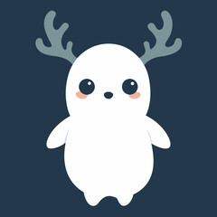 T-shirt Baby Ghost Wearing Reindeer Antlers Funny Twist Vector