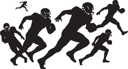 American football players silhouette action run