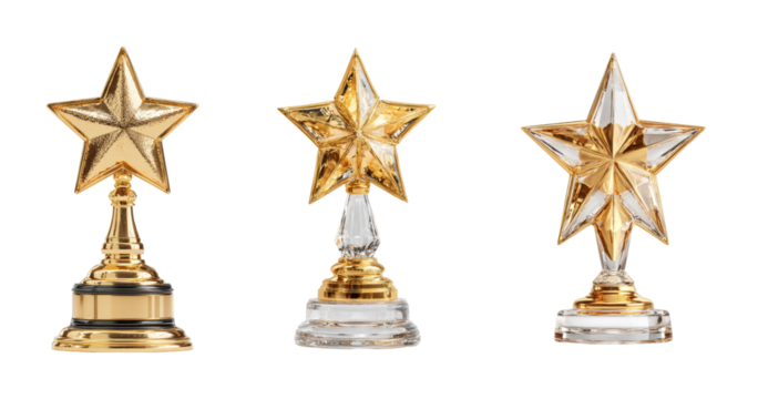 Award ceremony celebration venue trophy display, isolated on transparent background, png set