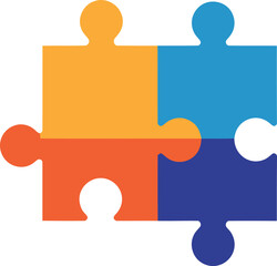 Four Colorful Puzzle Pieces Connecting