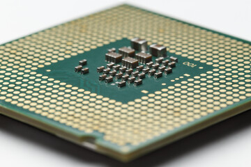 Macro photo of the back of the CPU