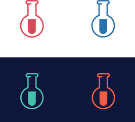 Colorful Science Lab Beakers - Vector Icons
